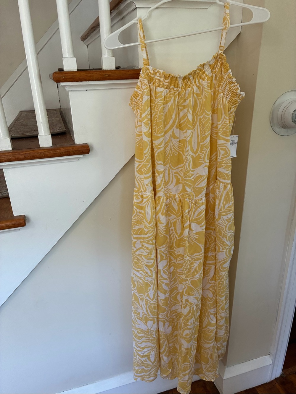 Old Navy Yellow and White Floral Print Maxi Dress